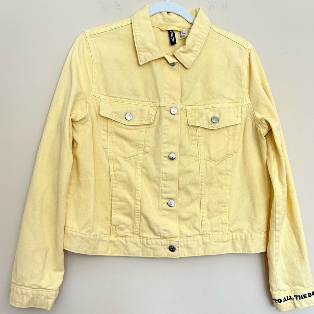Divided by H&M Women’s Spring Yellow Cropped Denim Jean Jacket - Picture 2 of 11